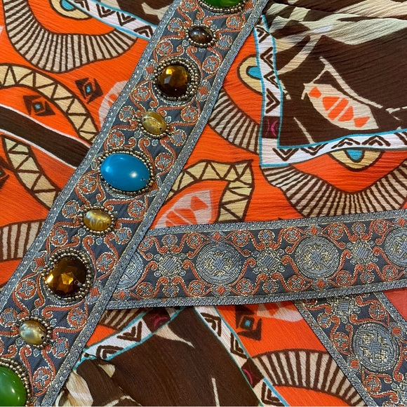 VTG Embellished Patterned Long Sleeve Tunic Top NWT DG2 By Diane Gilman - Picture 6 of 10